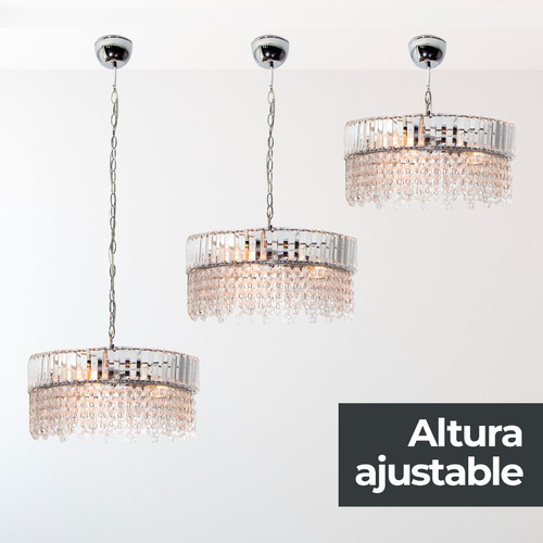 Imagen 7 de 8 de Lámpara Colgante Moderno Cromo 60w E27 3 Luces