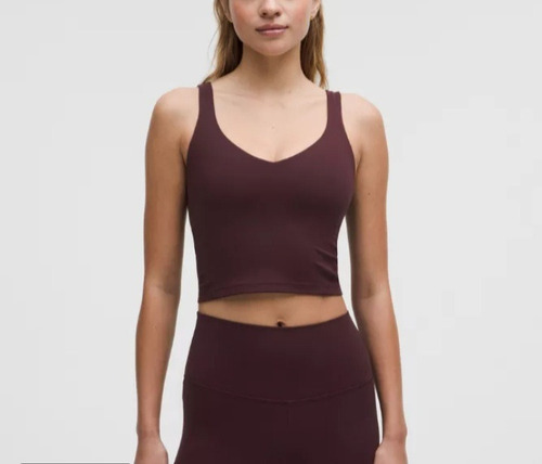 Lululemon - Aling Camiseta Top De Yoga Para Dama. Bordó Lisa Chica ( 6 )