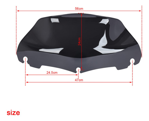 Parabrisas Ondulado Negro 23 Cm Para Harley Davidson Touring