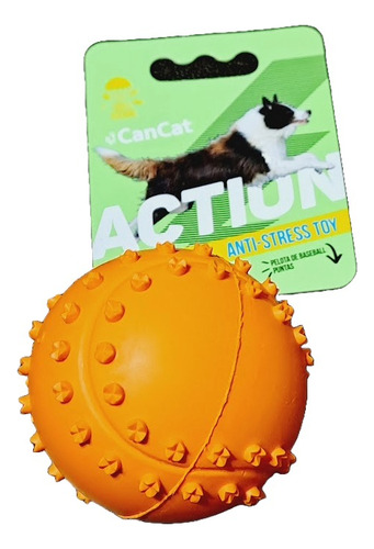 Juguete Perro Pelota Cancat Action Anti Stress C/chifle 7 Cm Color Naranja