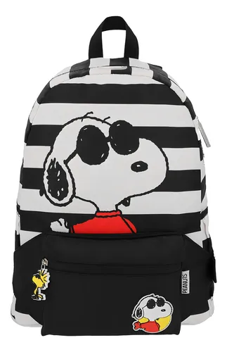 comprar Mochila Snoopy Con Cangurera Color Blanco Diseño De La Tela Lisa