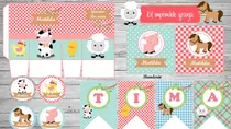 Comprar Kit Imprimible Granja Nenas, Invitacion Digital, Candy Bar