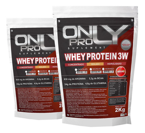 Whey Protein Hidrolisado Isolado Concentrado 3w 2kg Morango