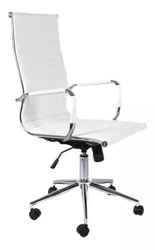 Silla de Escritorio OCTANS Blanca, Asiento Tapizado EcoPiel