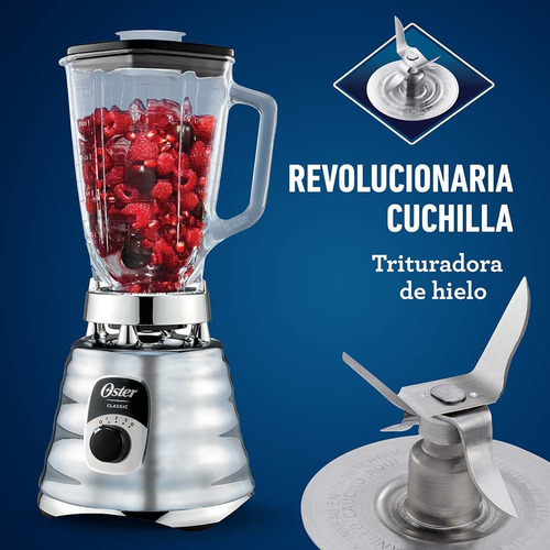 Licuadora Clásica Oster® Cromada Con Perilla Ergonómica De 3 Color Plateado 110V
