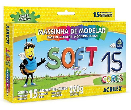 Massinha De Modelar Soft Escolar Acrilex - 15 Cores