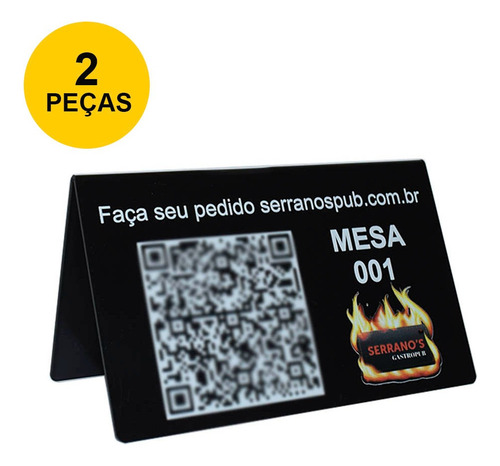 Display Mesa Restaurante, Qr Code, Numeração - Kit 2 Peças