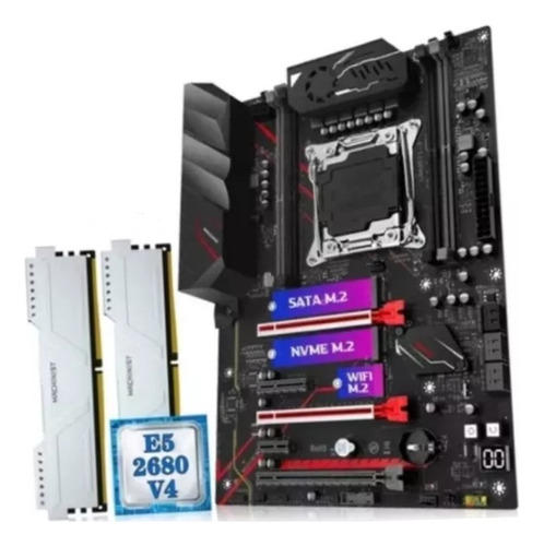 Placa Mãe Gamer Machinist X99 Mra9 + Xeon E5-2680 V4 + 48gb