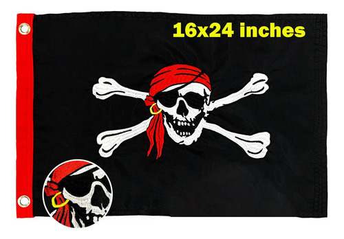 Topflags Bandera Pirata Banderas Jolly Roger Bufanda Roja De