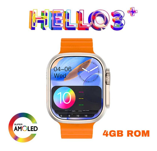 Reloj Smartwatch Hello Watch 3 Ultra Plus, Amoled, De 4gb