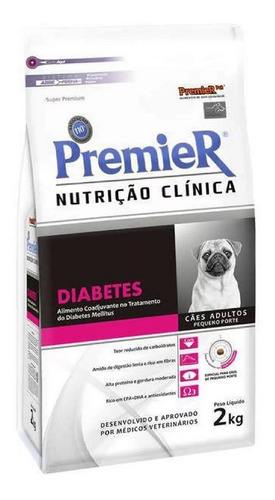 Premier Ração Nutrição Clínica Cães Diabetes Pequeno 2kg