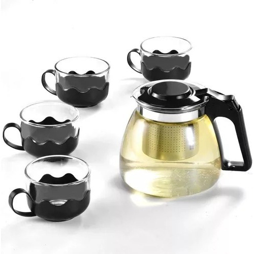 Tetera De Vidrio Infusor Con 4 Tazas De Vidrio Té Bebidas