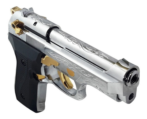 Pistola De Fogueo Ekol Firat Compact  Niquelada Dorado 9mm