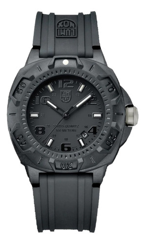 Reloj Hombre Luminox 0201.bo Cuarzo Pulso Negro En Caucho