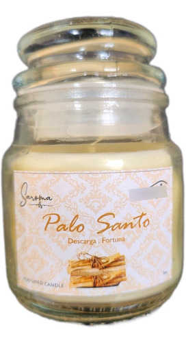 Vela Aromatica Palo Santo Descarga Y Fortuna 16 Horas Color Blanco Beige