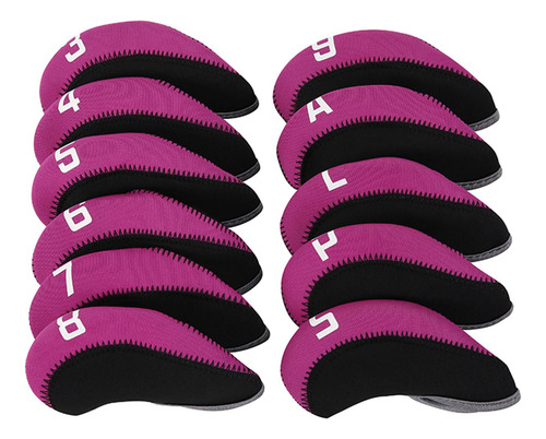 11 Piezas Golf Iron Headcover Anti Scratch Numerado Rosado