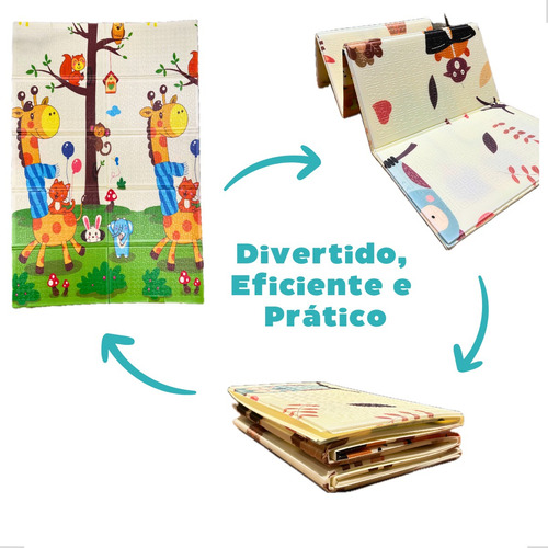 Tapete Tatame Infantil Emborrachado Dobrável Dupla Face Bebe Grande