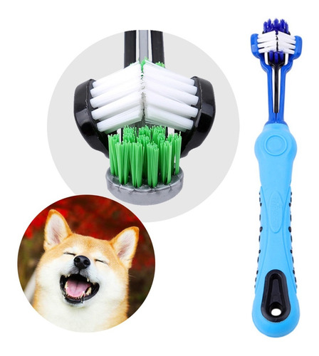 Mascota Cepillo Higiene Dental 3 Lados Perro Gato 3d Dientes