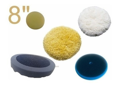 Kit Polimento Boinas De Lã E Espuma 8 Polegadas Com Velcro