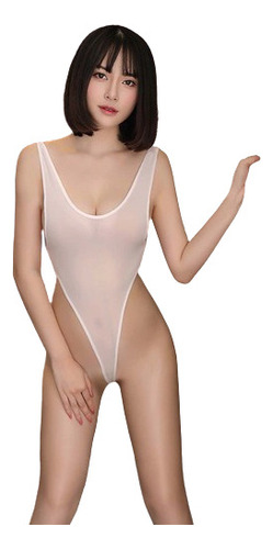 Sexy Body De Seda Blanco Semi Transparente Lenceria Erotica