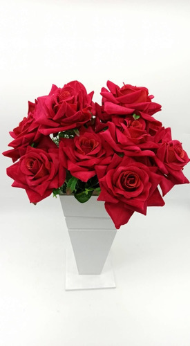 2x Buque Rosa Artificial Com 14 Flores Marsala Rosa Branca | Parcelamento  sem juros