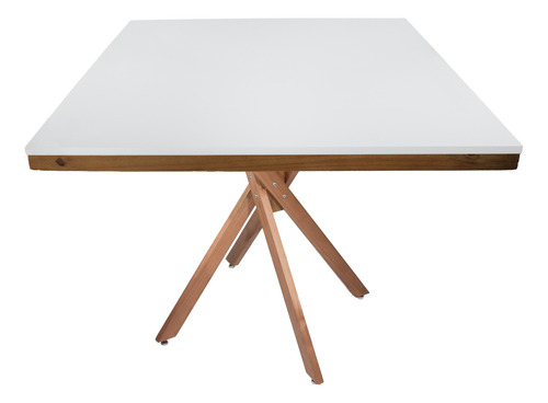 Mesa Jantar 90cm Quadrada Mdf Saia Moldura Base Akemi