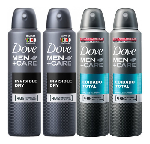 Imagen 2 de 2 de Dove Men Desodorante En Aerosol Invisible Dry Cuidado Total.