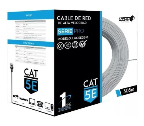 Cable Utp Cat 5e Bobina 305 Mts Rj45 Cctv Redes Seguridad