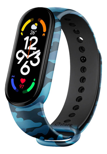 Correa Compatible Xiaomi Mi Band 7 Camuflada Azul