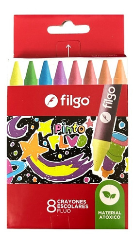 Crayones X8 Filgo Pinto Flúo Cera 