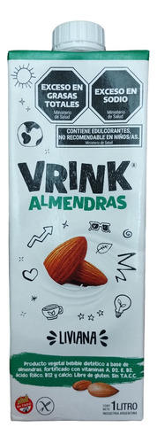 Leche De Almendras Vrink Sin Azúcar Sin Tacc 1 Lt. Liviana