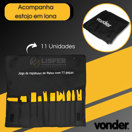 Conjunto De Espátulas Nylon Automotivas Com 11 Peças Vonder