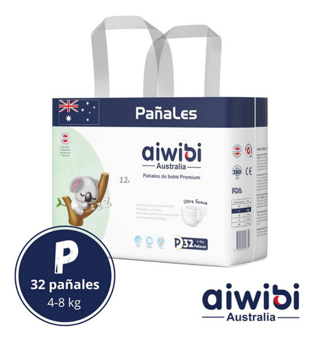 Pañales Aiwibi Premium - Elige La Talla Tamaño Pequeño (P) (32 Pañales)