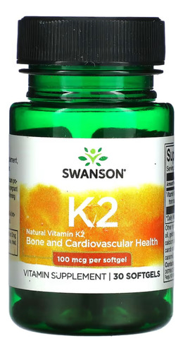 Swanson Vitamina K2 Natural, 100 Mcg 30 Cáps, Cardiovascular