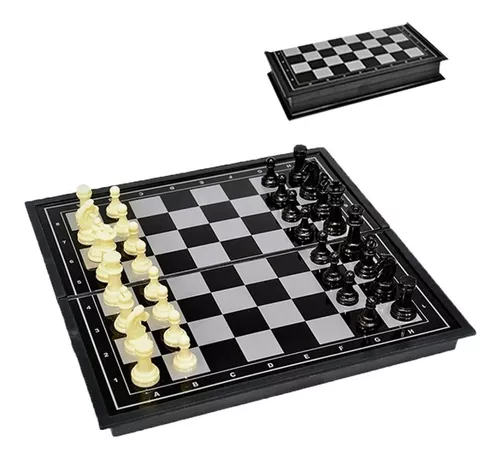 Jogo De Tabuleiro Dobrável 3 Em 1 Xadrez Dama Gamão 13x24CM - Vou Comprar