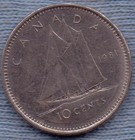 Canada 10 Cents 1981 * Velero *