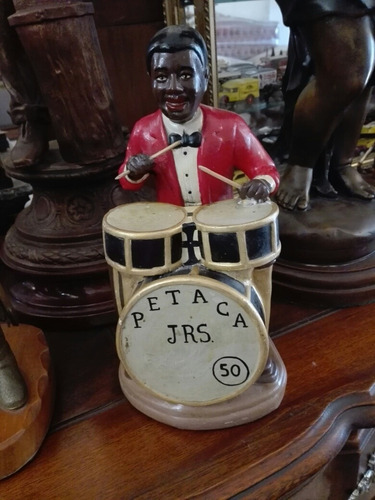 Antigua Adorno Figura Negrito  Timbal 28cm Alto N199