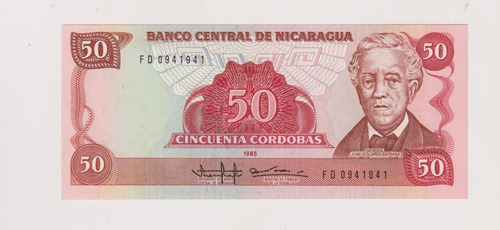 Billete Nicaragua 50 Cordobas Año 1985 Sin Circular