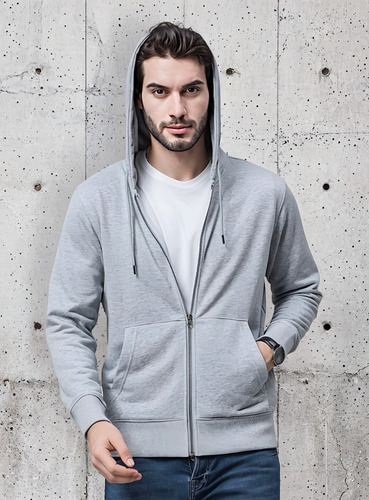 Poleron Canguro Hombre Para Estampar - Unisex Con Cierre