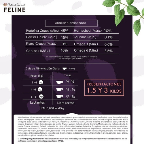 Imagen 2 de 3 de Alimento Grand Pet Natural Gourmet Feline 3kg