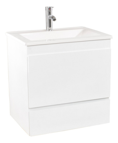 Mueble para baño Eka Sanitarios Milan con mesada de 60cm de ancho, 60cm de alto y 46cm de profundidad con bacha y mueble color blanco con un agujero para grifería