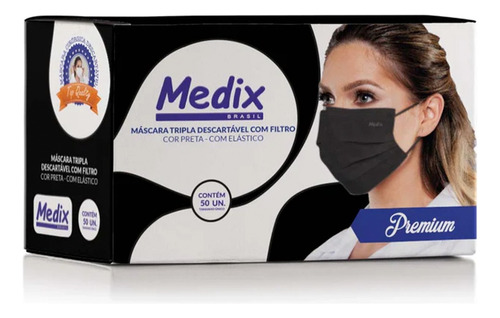 Máscara Tripla Com Filtro E Elástico Medix 500 Unidades