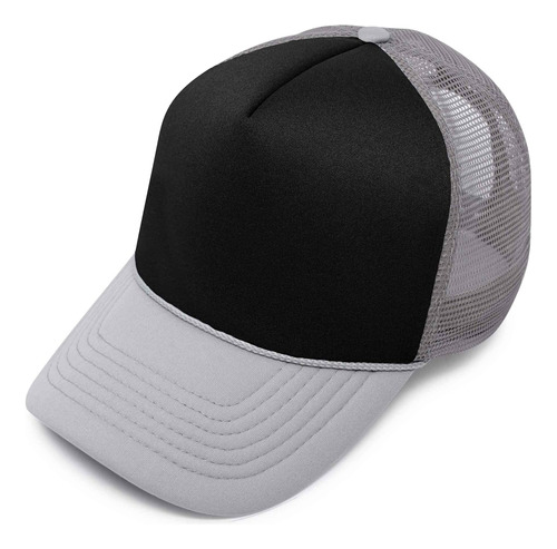 Gorra De Malla De Verano De Dos Tonos En Negro Y Gris Trucke