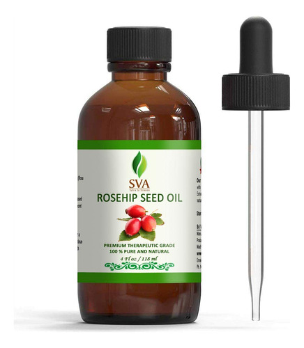 Sva Organics Aceite De Rosa Mosqueta Prensado En Fro, 4 Onza