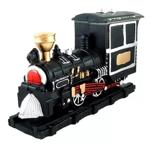 Trem Em Resina Decoração Locomotiva Miniatura Maria Fumaça