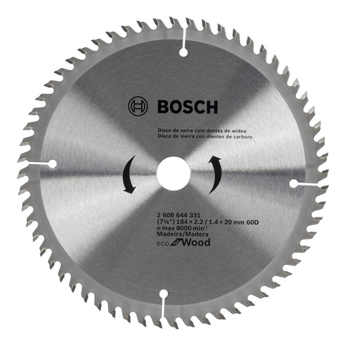 Disco P/ Serra Circular Eco 184mm Original 60 Dentes Bosch