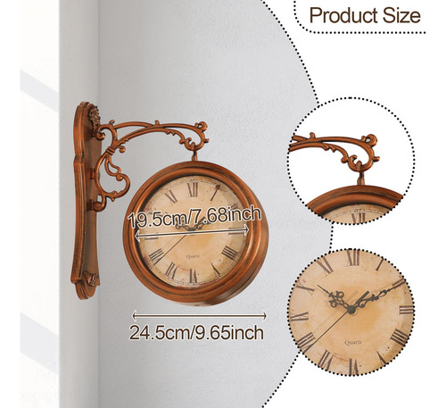 Reloj De Pared De Doble Cara, Silencioso, Retro, Con