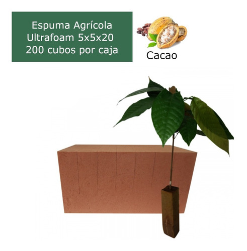 Caja De Espuma Agrícola Ultrafoam Cacao 5x5x20 (200 Cubos)