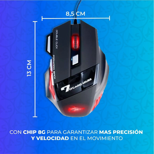 Imagen 6 de 10 de Mouse Gamer 7d Gaming Luces Led Rgb 7 Botones Usb Graduable