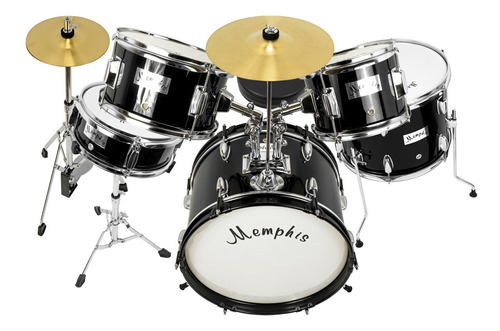 Bateria Infantil Memphis 5 Cuerpos Rojo Negro